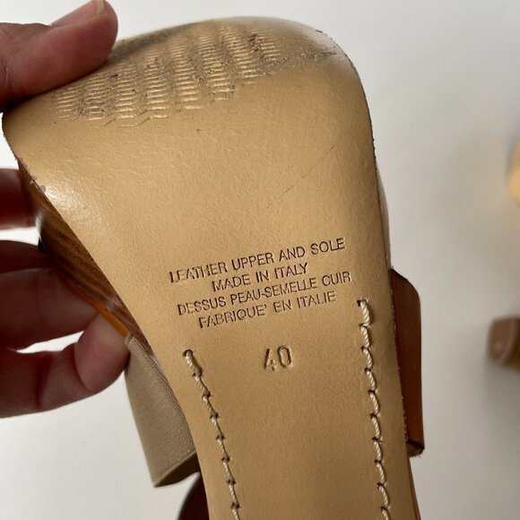 NAPOLEONI Heeled Sandals Strappy Pull On Open Toe Leather Brown Tan 9 - Picture 8 of 9